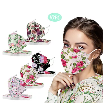 10PCS Adults Masks Flower Prints 4-Layer Mask Disposable Face Mask Protection • $14.83