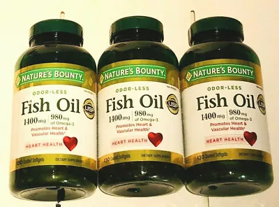 $59.99 • Buy 3 Nature's Bounty Fish Oil 1400mg, 980mg Of Omega-3, 130 Softgels Each, 390 Cts