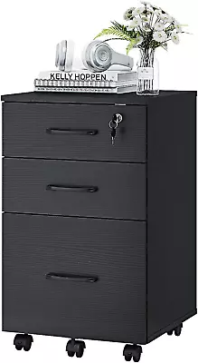 3 Drawer Wood Mobile File Cabinet Under Desk Storage Drawers Small File Cabinet • $103.99