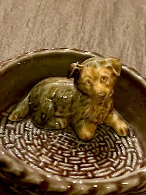 £10 • Buy Vintage Wade Art Pottery Dog Puppy In Basket Dish Whimsies Handmade In England