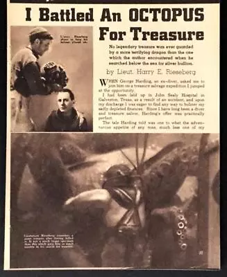  I Battled An Octopus For Treasure  Columbia 1939 Pictorial Rieseberg Article • $12.89