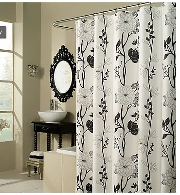 $35.99 • Buy Black And White Flower Fabric Shower Curtain 