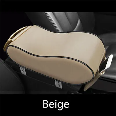 Car RV Truck Center Armrest Heighten Pad Cushion W/ Storage Bag Beige PU Leather • $22.01