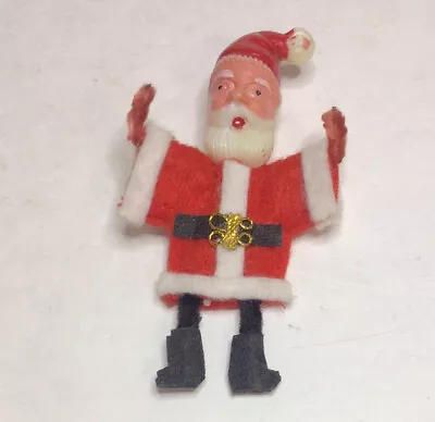 Felt Santa Claus Magnet Plastic Head Chenille Stem Arms Legs 3 7/8 Inch Vtg • $12.99