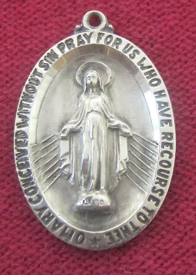 Antique Catholic Religious Holy Medal - STERLING CHAPEL - Miraculous - LOVELY • $29.99