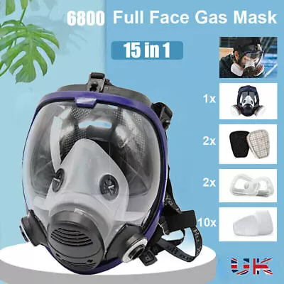 6800 Gas Mask Full Face Chemical Spray Paint Respirator Vapour Air Filter Safe • £11.96