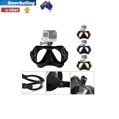 $23.97 • Buy Gopro Diving Mask Snorkeling Tempered Glass Silicone Yellow Black Blue Red