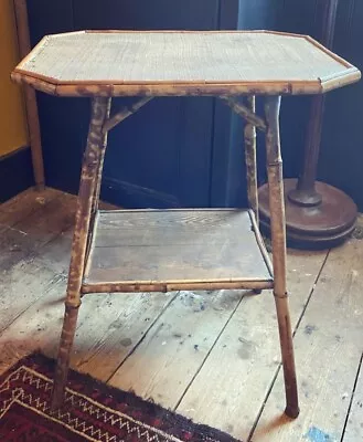 Antique Tiger Bamboo Table Victorian Aesthetic 19th Century Side Table Cane. • £70