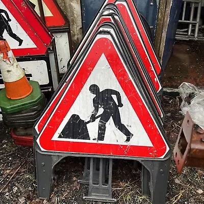 Men At Work Plastic Framed Sign *Roadworks/ Construction * Used • £10