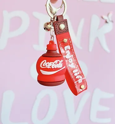 Coca Cola Bottle Keychain Keyring Pendant Bag Pom Charm • £4.59