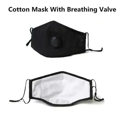 £3.99 • Buy Cotton Face Mask With PM2.5 Filter Pocket Air Valve Washable Reusable Respirator