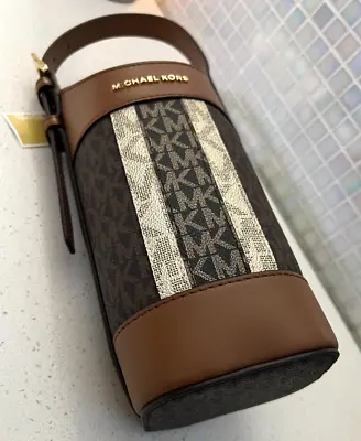 $59 • Buy Michael Kors Giftables Wine Bottle Holder MK Logo Bag Luggage Brown Gold