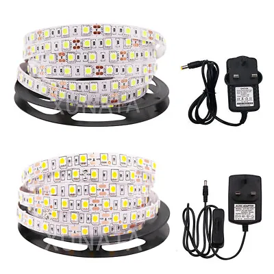 12V Mains Plug LED Strip Light TV Backlight Flexible Tape Under Cabinet Lighting • £5.99