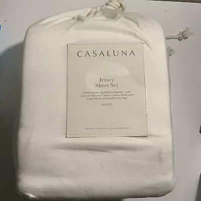 🆕 Casaluna - Queen Jersey Solid Sheet Set White • £48.18