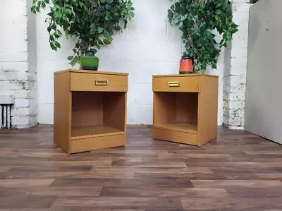£75 • Buy Pair Of Vintage Mid-Century Stonehill Teak & Brass Bedside Cabinets