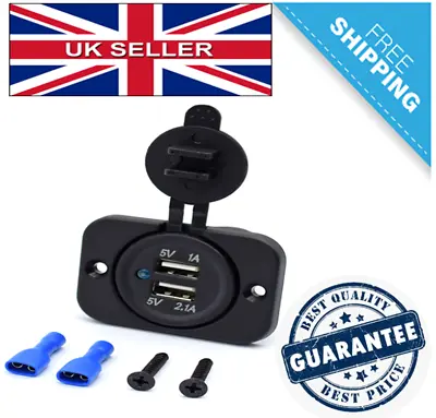 Marine/Car USB Charger Socket - 12v Dual USB Power Outlet 2A/1A Power Adapter. • £10.99