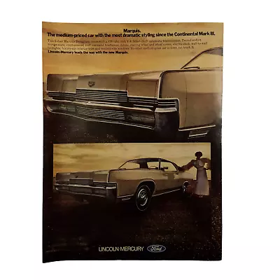 1969 Lincoln Mercury Ford Vintage Print Ad Marquis Most Dramatic Styling • $7.20