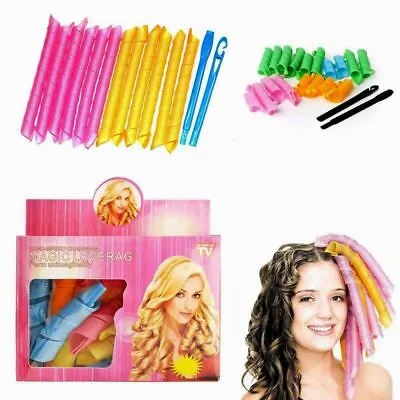 £9.50 • Buy 18 PCS Magic Long Hair Curlers Curl Leverage Rollers Spiral Styling Tool +Hook