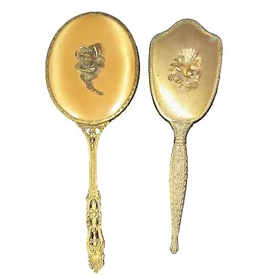 Vintage Matson Gold Tone Bird Decorative Vanity Hand Mirror Bird Motif And Rose • $35