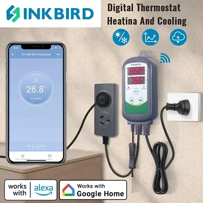 Inkbird Temperature Controller 308 WIFI 240V Programmable Thermostat Heat Cool • $69.99