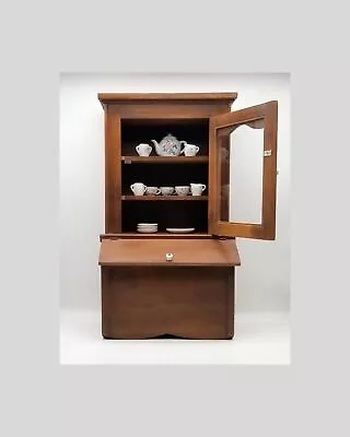 Mid-Century Child’s Wood Cupboard With Glass Door & Bin|Child's Collectible Toy • $200