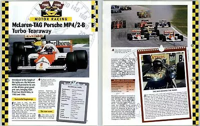 McLaren TAG Porsche MP4/2-B - Motor Racing - A Century Of Cars - Hachette Page • £1.49