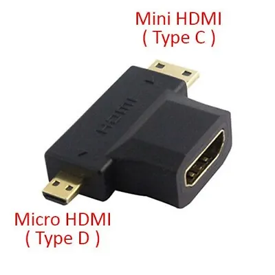 3-in-1 HDMI Type A Female To Mini & Micro HDMI Male Adapter Converter - 1080p • $6.89