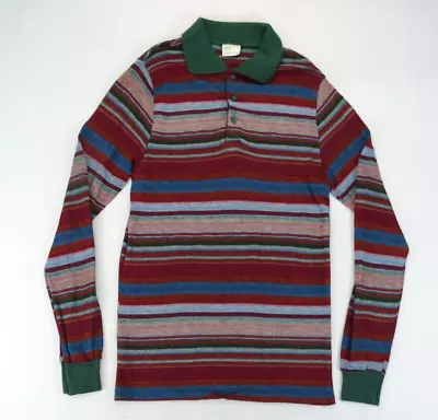 VTG 70s Hippie Groovy Stripe Polo Kmart Shirt Top Vintage Sweater Style Sz L • $76.19