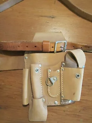 $24.95 • Buy Electricians Leather Tool Pouch Klein P 11 W/klein Belt 5201
