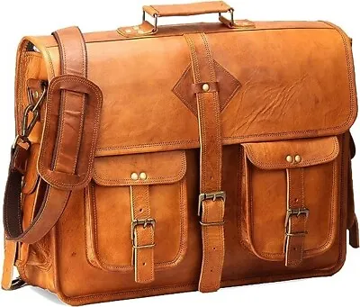 Men's Genuine Brown Vintage Leather Messenger Shoulder Laptop Bag Briefcase • $61.99