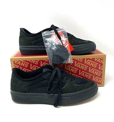 VANS Original Rowley Rapidweld Black Canvas Low Top Shoes Women Size VN0A4DKSBKA • £38