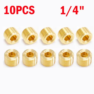 10Pcs 1/4  NPT Male Brass Internal Hex Head Socket Pipe Plugs End Cap USA Stock# • $9.59