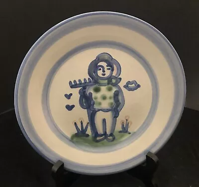 M.A. Hadley Pottery Hand Painted Folk Art Country 7 1/2  FARMER SALAD PLATE • $29.99