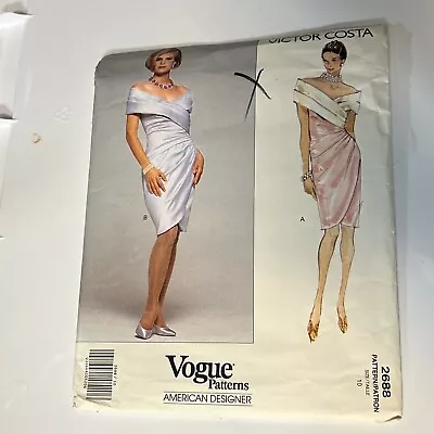 Vogue American Designer Victor Costa Sewing Pattern 2688 Wrap Pleated Dress 10 • $17