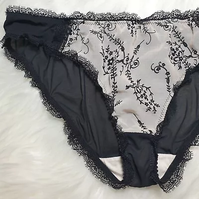 Vintage Nylon Mesh Panty See Through Black Bikini Chiffon Size 7-8 Hip 38-42  • $24.39