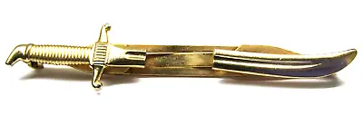 Gold Anson Sword Tie Clip Bar Folding Clasp Classy Vintage Mens Formal Wear • $18.45