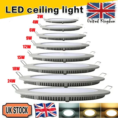 £6.56 • Buy UK Ultra Slim Recessed LED Flat Panel Ceiling Spot Lights Downlights Spotlights
