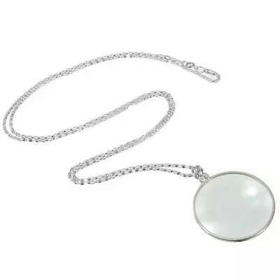 1PC Silver Gold 5X Monocle Magnifying Glass On Necklace Chain Magnifier Pendant • £5.35