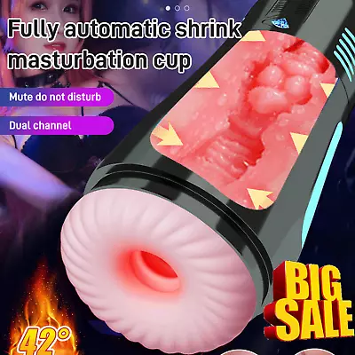 Automatic Retractable Cup Vibration Pocket Male Fully Auto Decompression Cup ✅ • $7.55