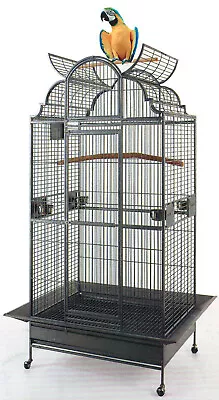 Large Stylish Wrought Iron Open Dome Play Top Parrot Macaw Cockatoo Amazon Cage • $199.31