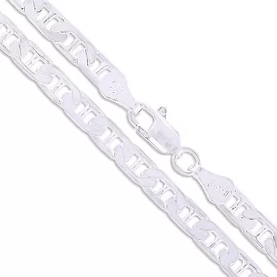 Sterling Silver Men's Necklace Marina Anchor Flat Link Chain 925 Italy Wholesale • $26.69