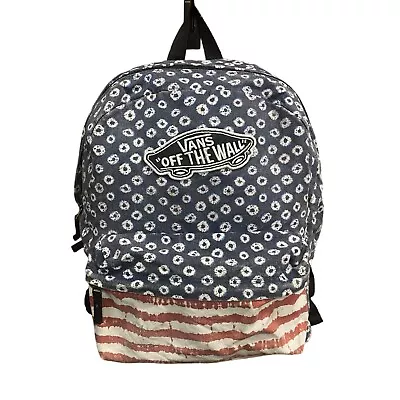 Vans Off The Wall Realm Classic Patch Dyed Dots & Stripe Blue Backpack Bookbag • $25