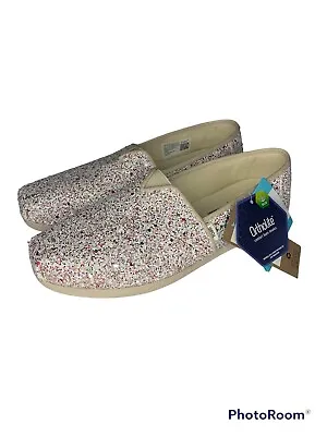 TOMS Alpargata Slip On  Womens  Flats Casual   - WhiteMulti Size 6 Brand New • $34