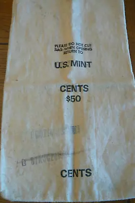 Vintage U.S. Mint Canvas Money Bag Cents $50 FREE US SHIP • $12.99