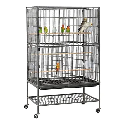 Parrot Macaw Budgie Canary Bird Cage Hutch Birdies Flight Cage With Stand&Wheels • £69.95