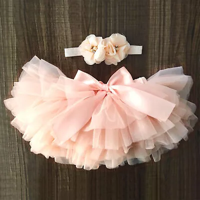 UK Infant Baby Girls 1st Birthday Outfit Romper Cake Smash Tutu Skirts Newborn • £9.96