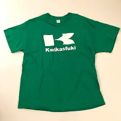 Vintage Kawasaki  Motorcycle T-shirt Green Size L Large • $25