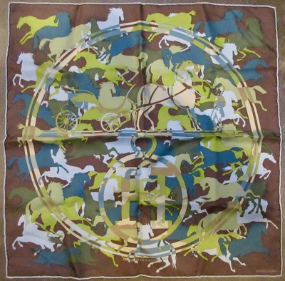 $375 • Buy Hermes Ex Libris En Camouflage Pochette Pocket Gavroche Scarf 17  Mint Condition
