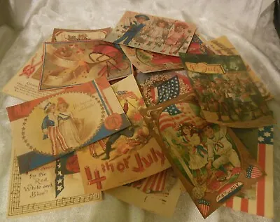 Set Of 16 LARGE VICTORIAN/VINTAGE Patriotic 4th Of July From Old Postcard Images • $4.97