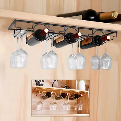 Wine Rack Hanging Glass Holder Wall Mount Metal Champagne Bottle Bar Home Decor! • $21.85